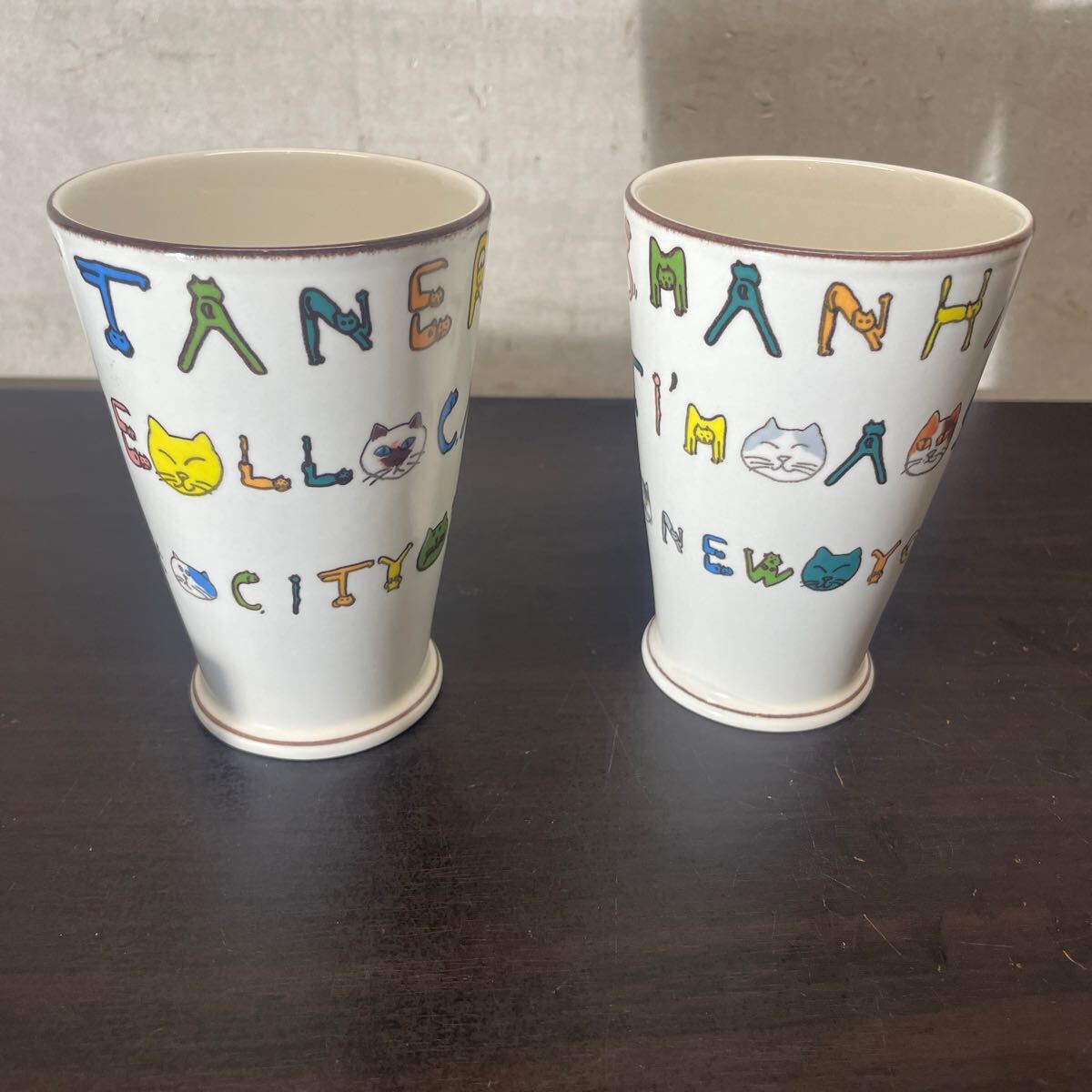 MANHATTANER'S マンハッタナーズ　ペアグラス　MIKASA 猫の模様_画像1