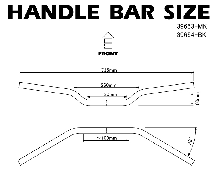 新品 コンチハンドルバー 高さ 60mm スチール マッドブラック / Z400FX Z250FT W650 ZRX400 ZRX1200 ZRX1300 ZRX2 Z750FX Z2 Z1 KZ1300_画像4