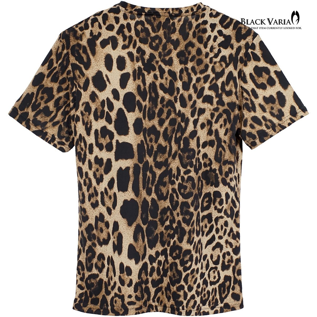 241308-brbk BLACK VARIA футболка короткий рукав V шея течь леопардовая расцветка . Leopard тонкий стрейч мужской ( Brown чай ) XL. рука 