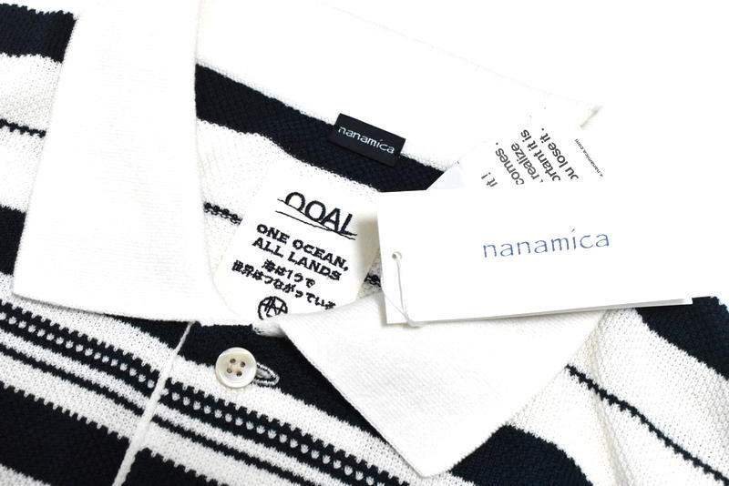 【送料無料】新品 nanamica Stripe Polo Sweater XL SUHS413 ECRU ナナミカ ストライプ ポロ セーター シャツ