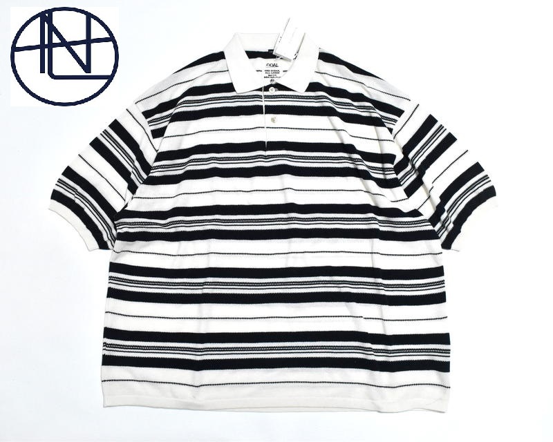 【送料無料】新品 nanamica Stripe Polo Sweater XL SUHS413 ECRU ナナミカ ストライプ ポロ セーター シャツ