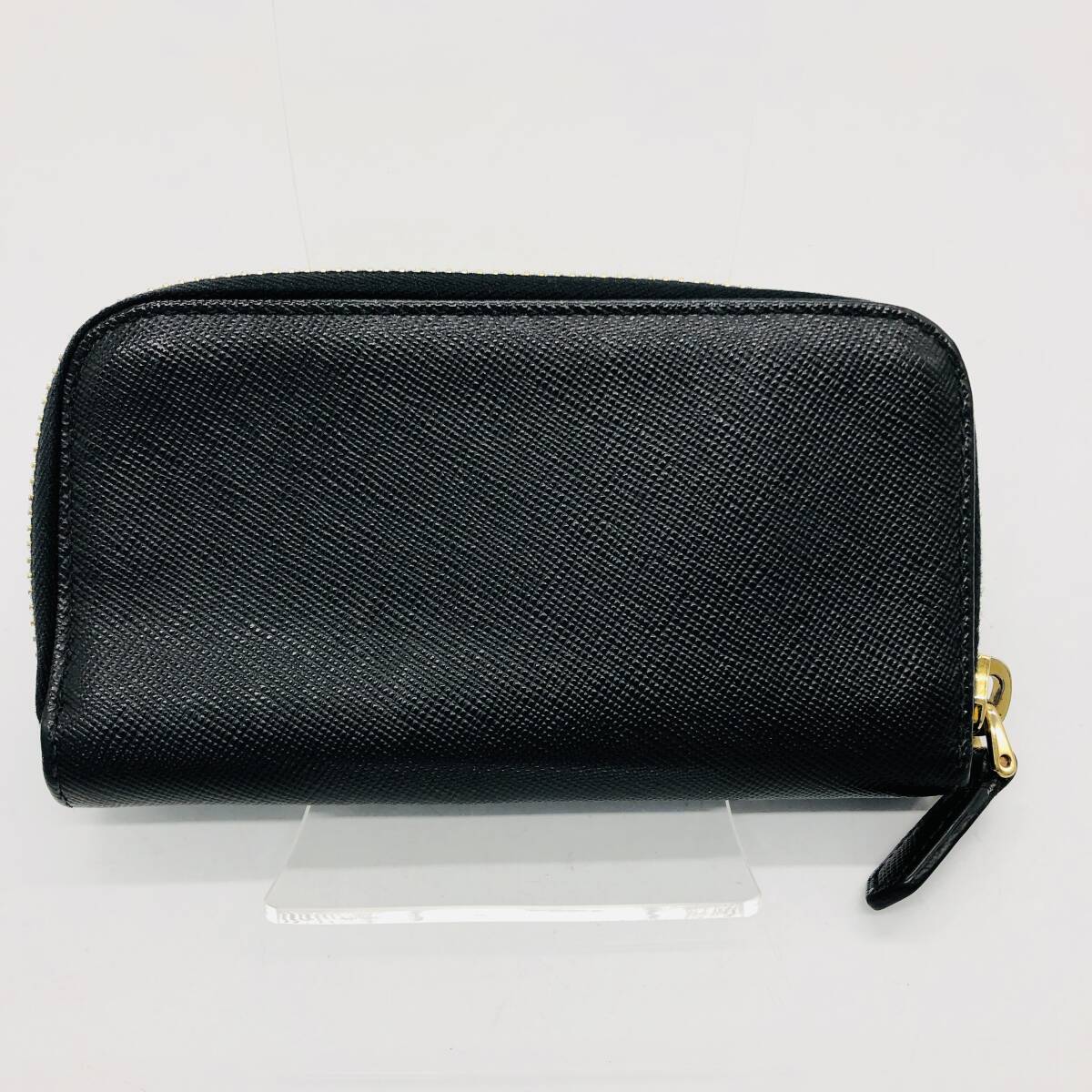 [ хранение товар ]PRADA Prada чехол для ключей safia-no6 полосный раунд застежка-молния черный чёрный / io-4565-sw