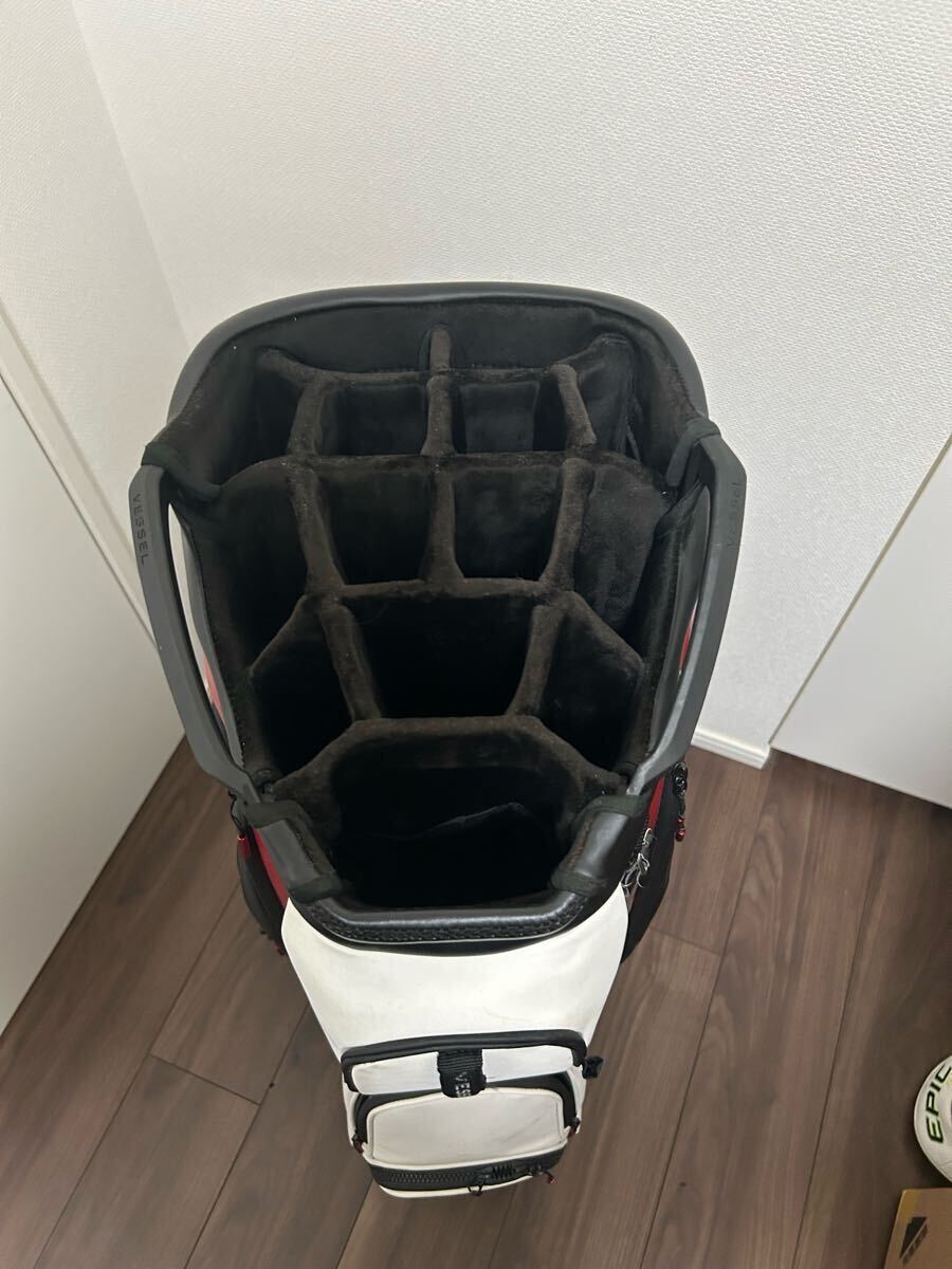 キャディバッグ　vessel 希少　ファスナー等破れなし　14分割　エナメル赤　トリコ　ベゼル　1円スタート激安