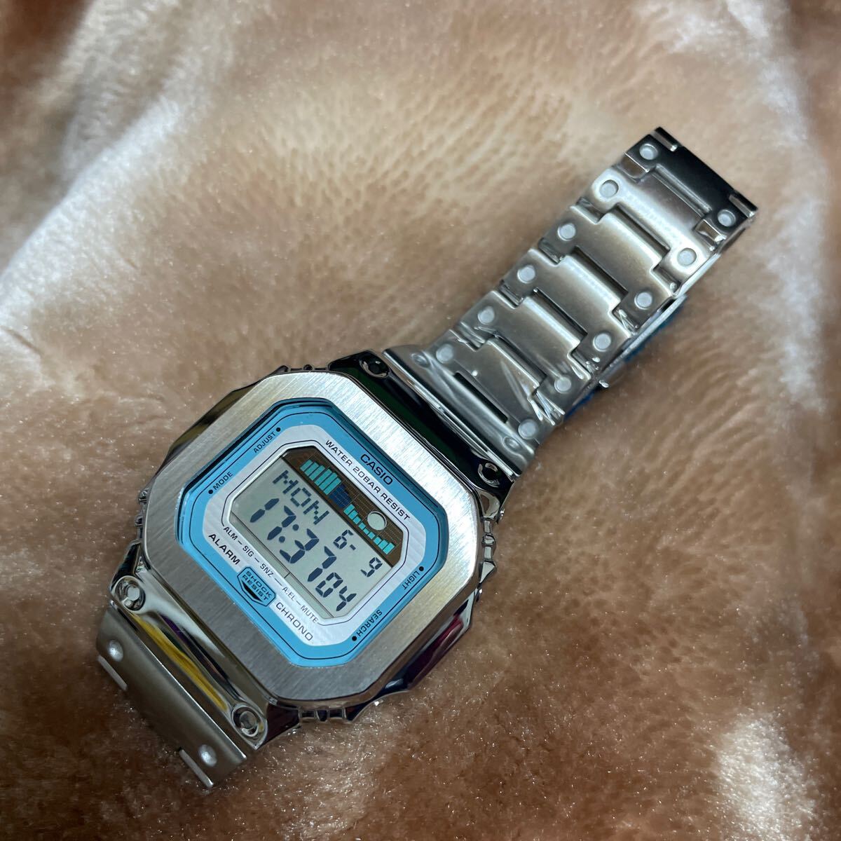 送料無料 フルメタル カスタム Gショック シルバー GLX-5600A