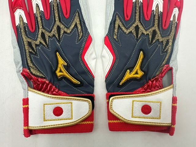 ミズノプロ 野球 バッティンググローブ 2023勝色コレクション 日の丸刺繍 1EJEA51129 Size-24cm　限定 ラメ入りシリコーン刺繍ロゴ