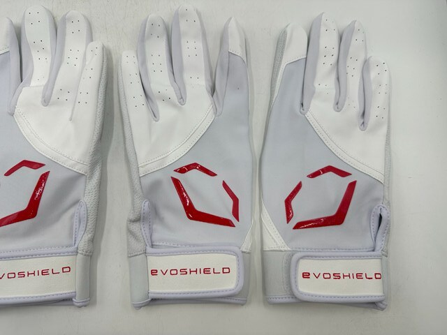 EVOSHIELD エボシールド 野球 両手バッティンググローブ ホワイトxレッド Size-M 　2セット まとめ売り