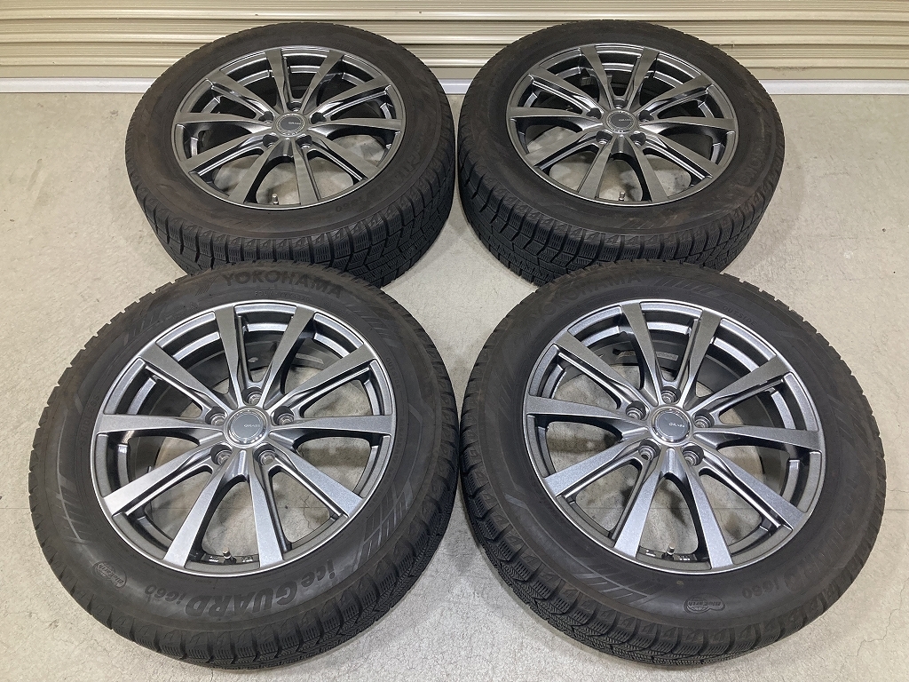 バリ溝 GRASS 17インチ 7J +54 PCD114.3 5H YOKOHAMA iceGUARD iG60 215/55R17 4本 ヴェゼル オデッセイ (R1509)