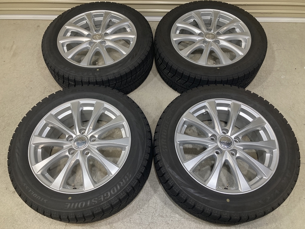 バリ溝 ENERGY LINE 17インチ 7J +55 PCD114.3 5H BS BLIZZAK VRX 215/55R17 4本 ホンダ ヴェゼル オデッセイ 等 (R1506)