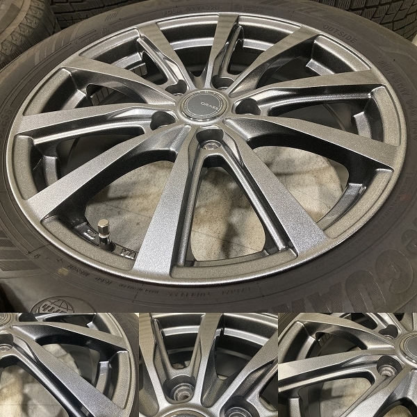 バリ溝 GRASS 17インチ 7J +54 PCD114.3 5H YOKOHAMA iceGUARD iG60 215/55R17 4本 ヴェゼル オデッセイ (R1509)