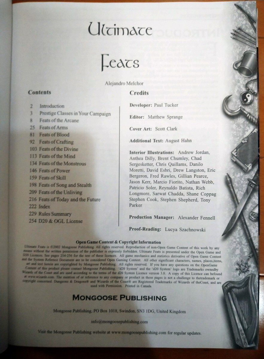 TRPG D&D 3版 英語版 サードパーティ Ultimate Feats_画像3