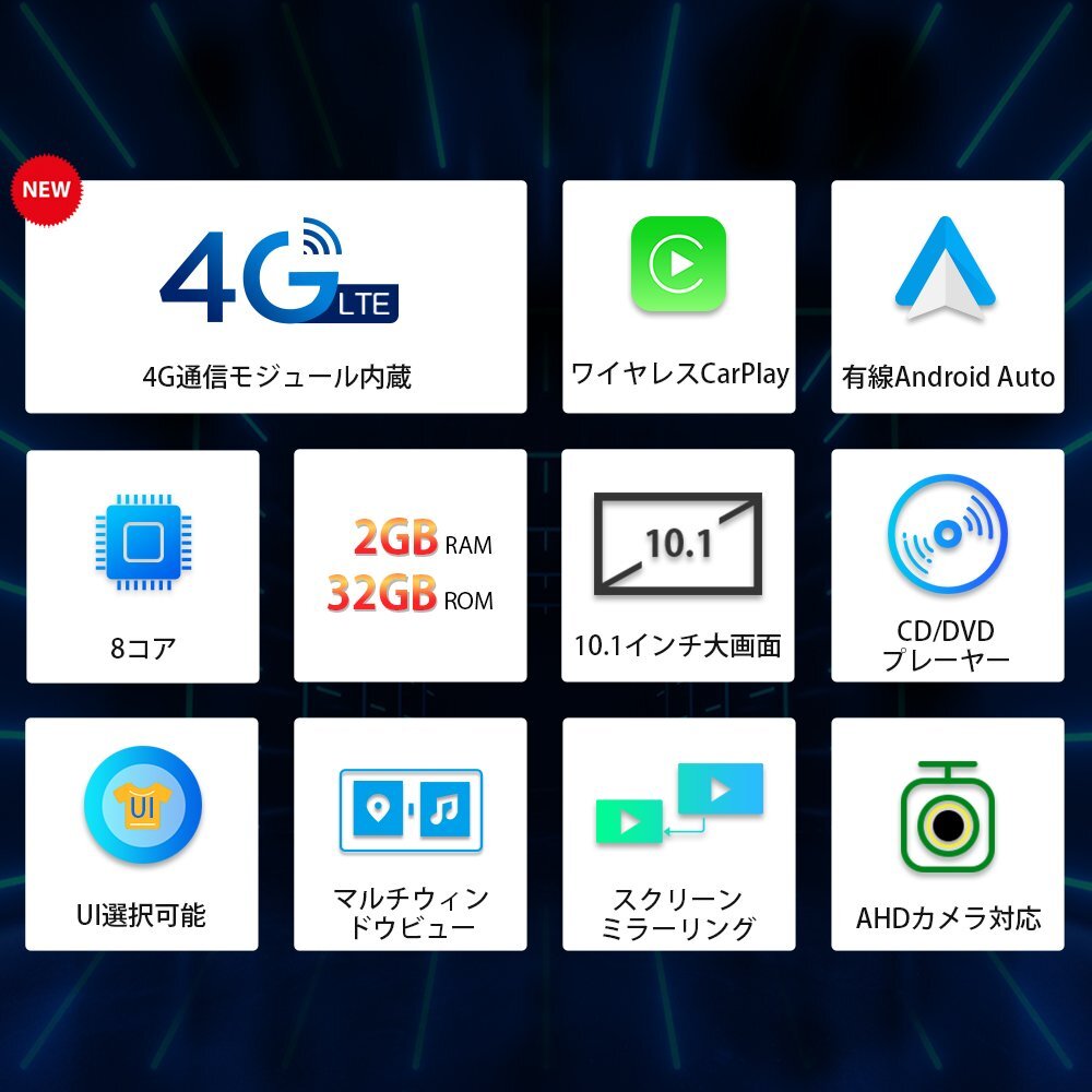 TIE124★ XTRONS 10.1インチ 2DIN カーナビ DVDプレーヤー 8コア Android12 一體型ナビ 4G通信 SIM対応 iPhone Carplay Android auto