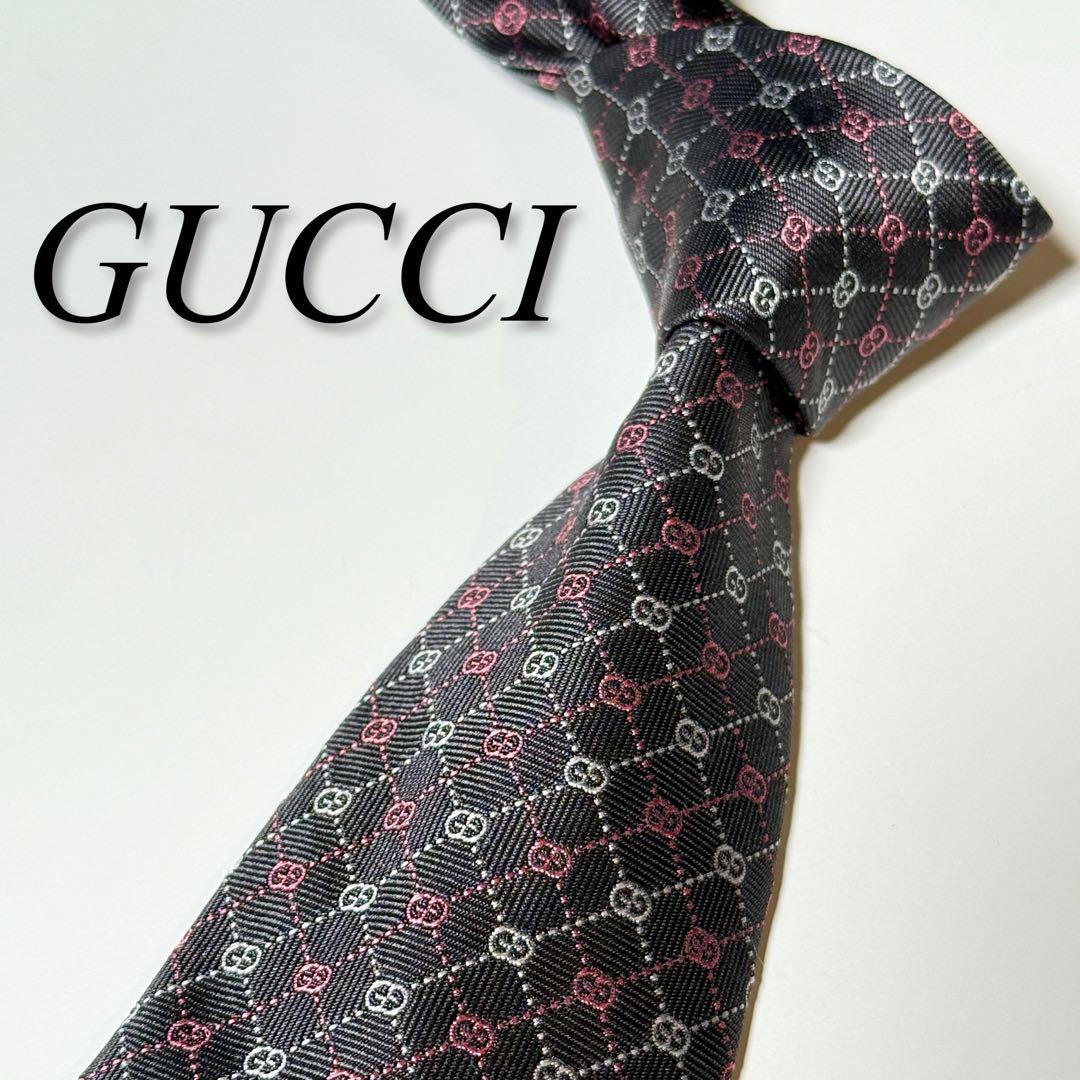 美品 GUCCI グッチ GG柄 ネクタイ 高級シルク マイクロGG