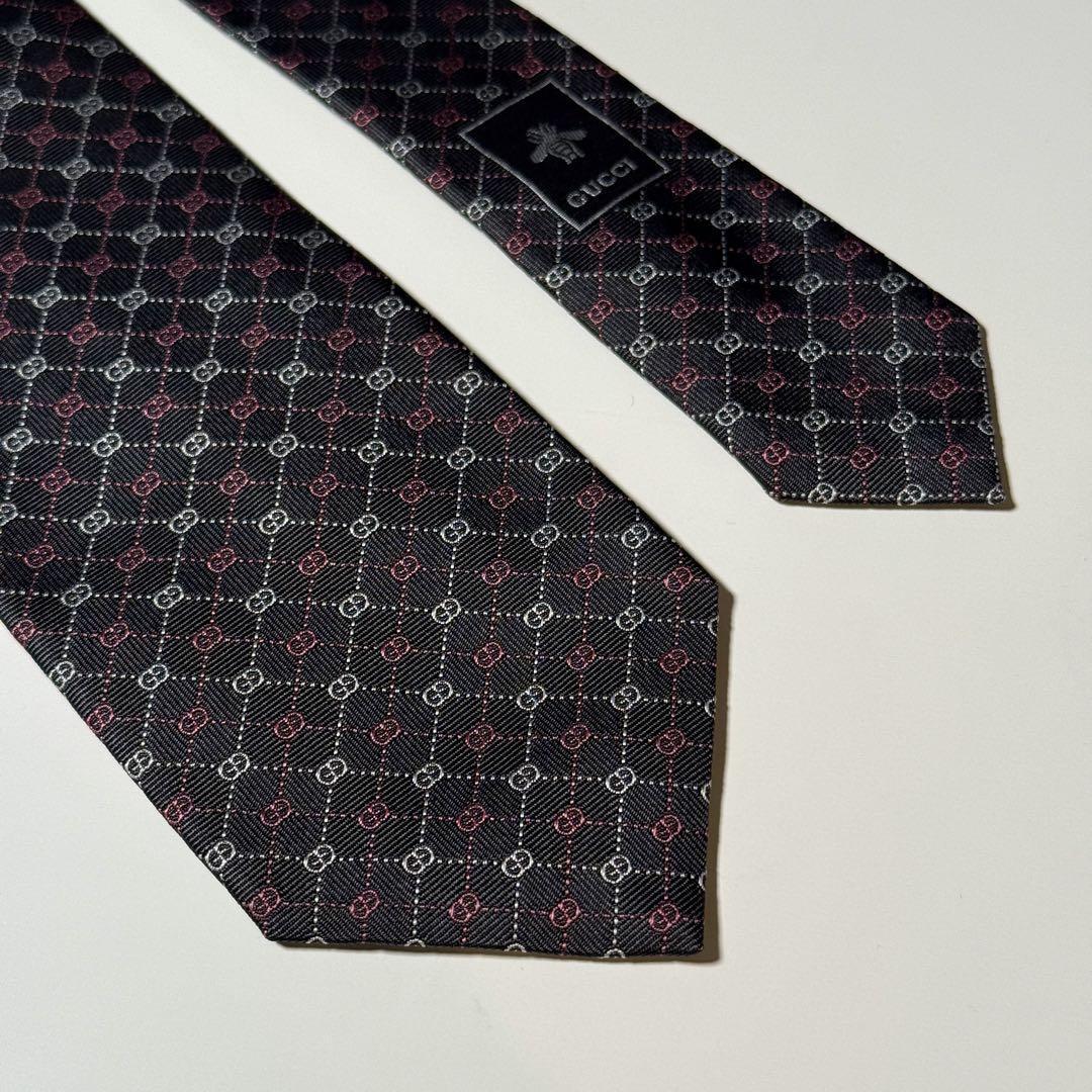 美品 GUCCI グッチ GG柄 ネクタイ 高級シルク マイクロGG