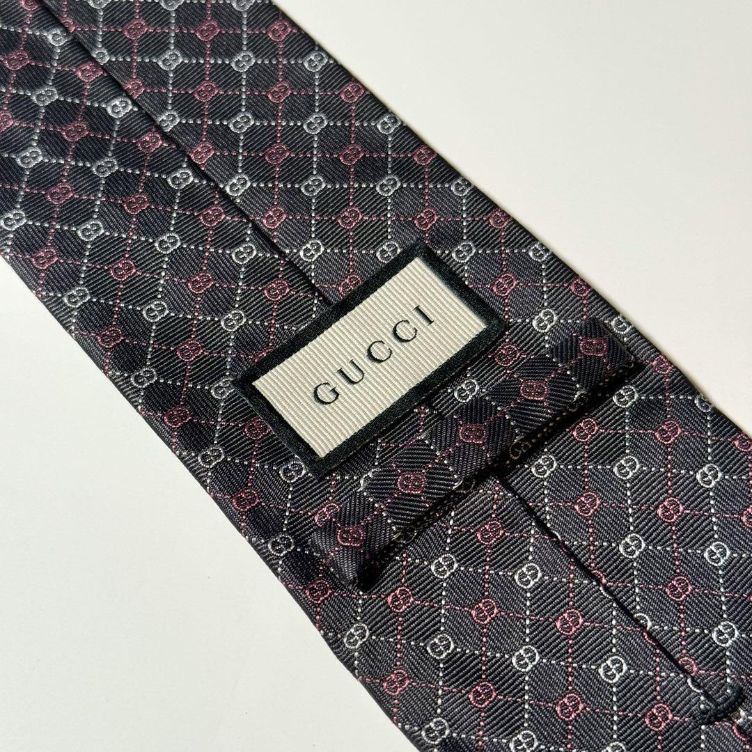 美品 GUCCI グッチ GG柄 ネクタイ 高級シルク マイクロGG