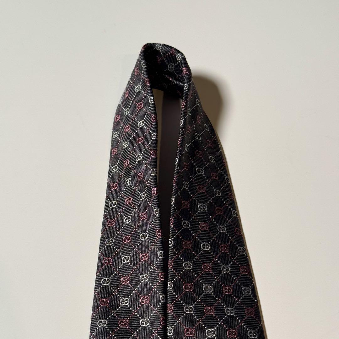 美品 GUCCI グッチ GG柄 ネクタイ 高級シルク マイクロGG
