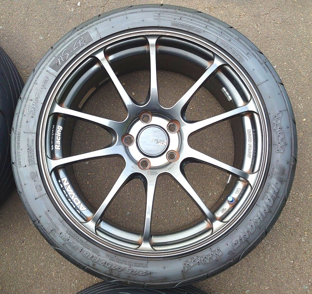 YOKOHAMA ADVAN RS 18インチ 8.5J +51 5H114.3 NANKANG NS-2R 245/40R18 タイヤ付きホイール 4本セット GRB流用可_画像3