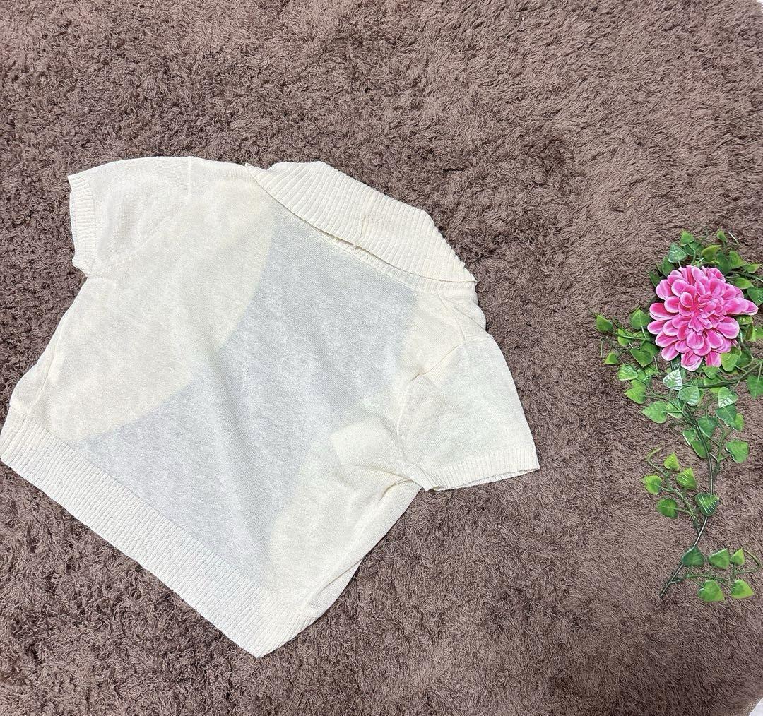 3683 bmp【F】半袖ニットカーディガン ボタンレス ナイロン_画像5