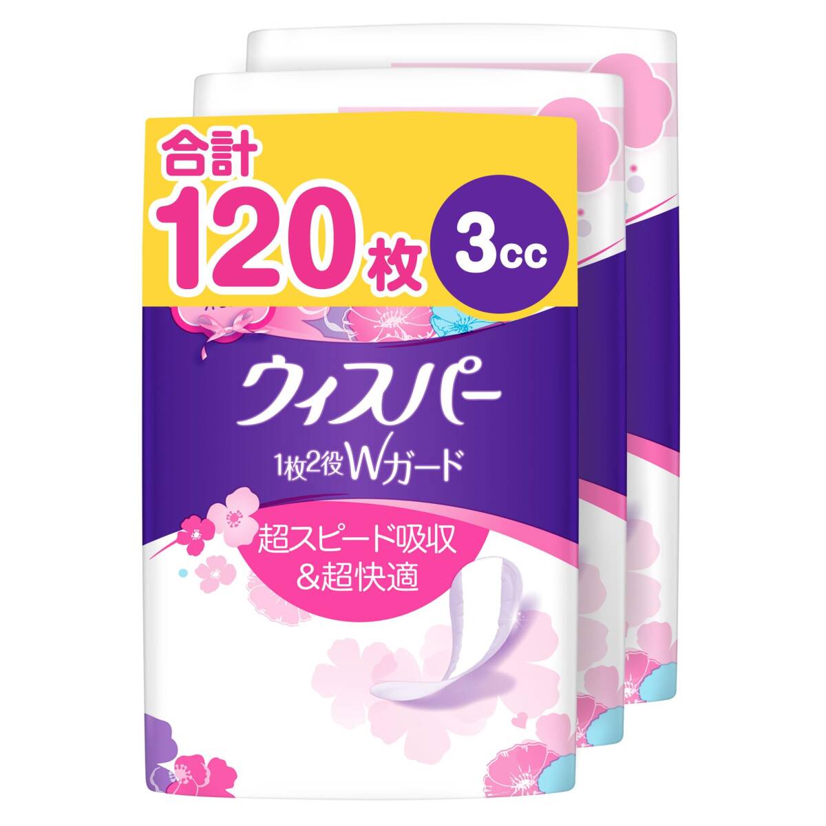 [まとめ買い・大容量] ウィスパー 1枚2役Wガード 3cc 120枚 さわやかな香り (40枚×3パック) (パンティライナー 吸水ケア 尿も_画像1