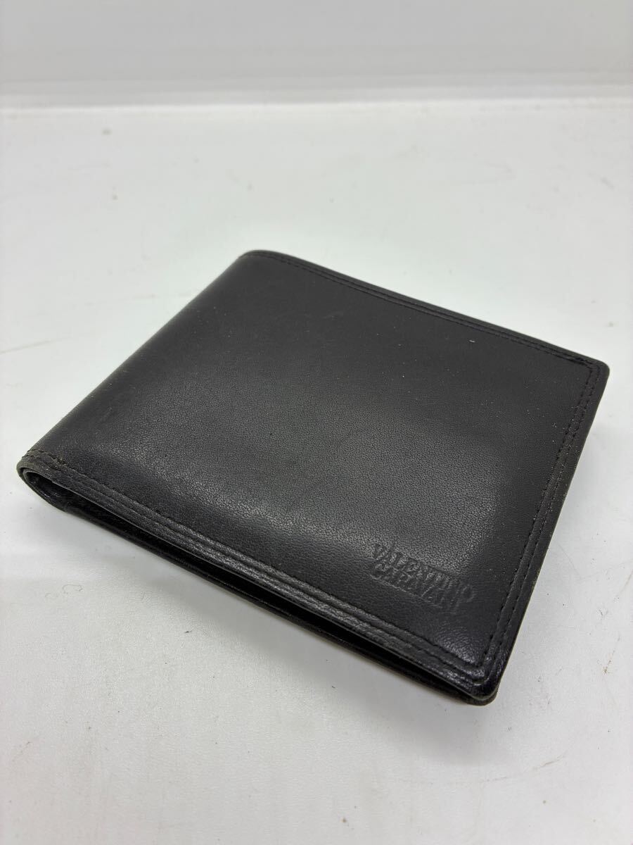 VALENTINO GARAVANI レザー 二つ折り財(cái)布 ブラック
