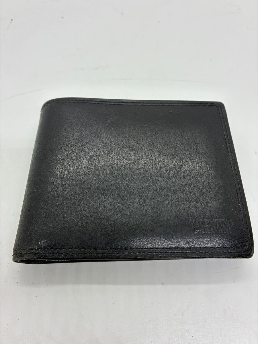 VALENTINO GARAVANI レザー 二つ折り財(cái)布 ブラック