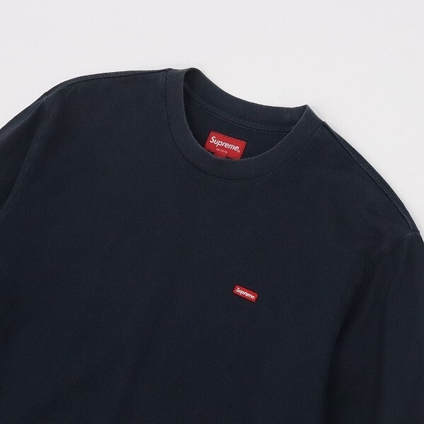 ◆Supreme シュプリーム ボックスロゴ刺繍 コットン 長袖 Tシャツ 紺 ネイビー S