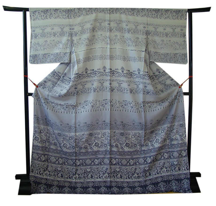 時(shí)代屋 裄68.2ｃｍ 新品 夏物 ロング寸 駒絽５本絽 更紗柄 高級(jí)訪問(wèn)著 正絹 未使用 仕付纟付 居敷當(dāng)て付 當(dāng)?shù)晔肆?158ｃｍ～165ｃｍ HH1514