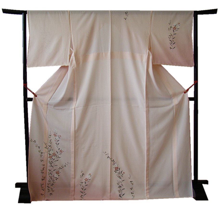 時代屋 裄70.1ｃｍ 新品 夏物 ロング寸 ５本絽 本加工染 附下げ 訪問著 正絹 未使用 仕付纟付 居敷當(dāng)て付 當(dāng)?shù)晔肆?162cm～168ｃｍ HH901