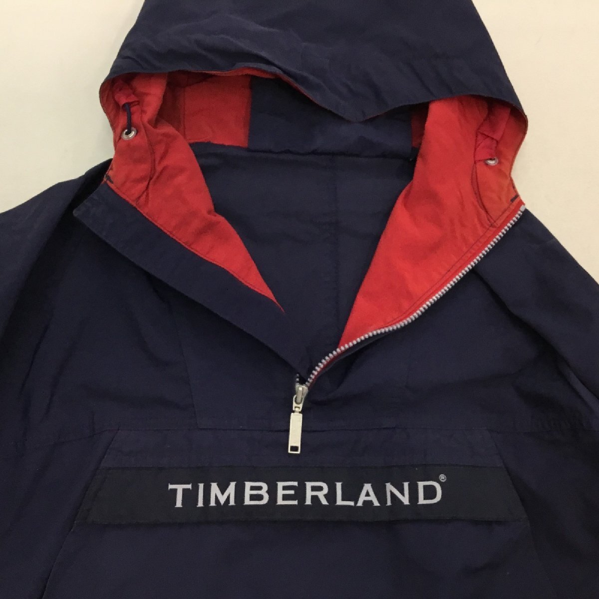 ■Timberland ティンバーランド アノラックパーカー ネイビー ハーフジップ ワッペン ロゴ刺繍 コットン ナイロン サイズ不明 0.5kg