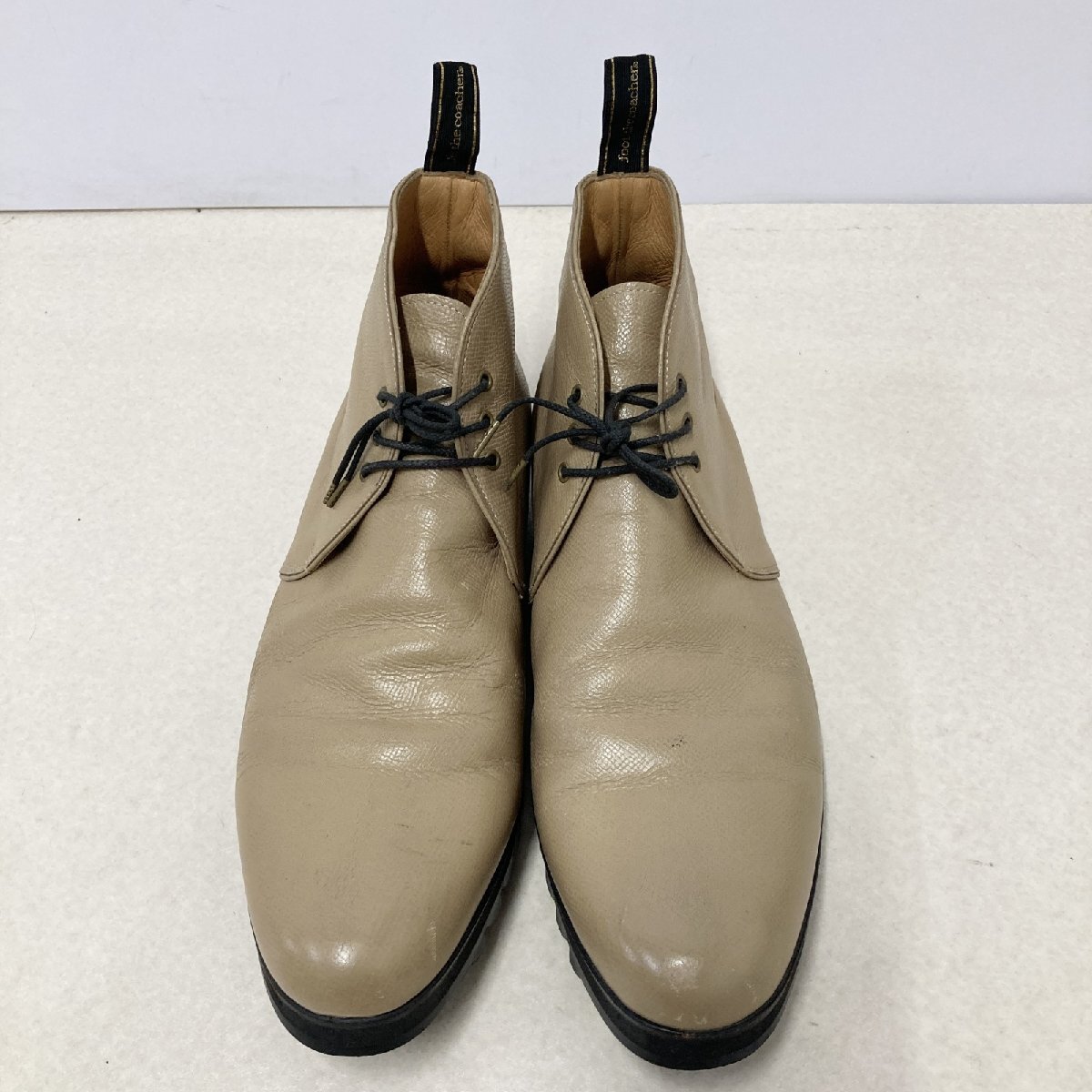 ● foot the coacher フットザコーチャー ブーツ シューズ 靴 レースアップ レザー ベージュ系 サイズ10 メンズ 1.2kg