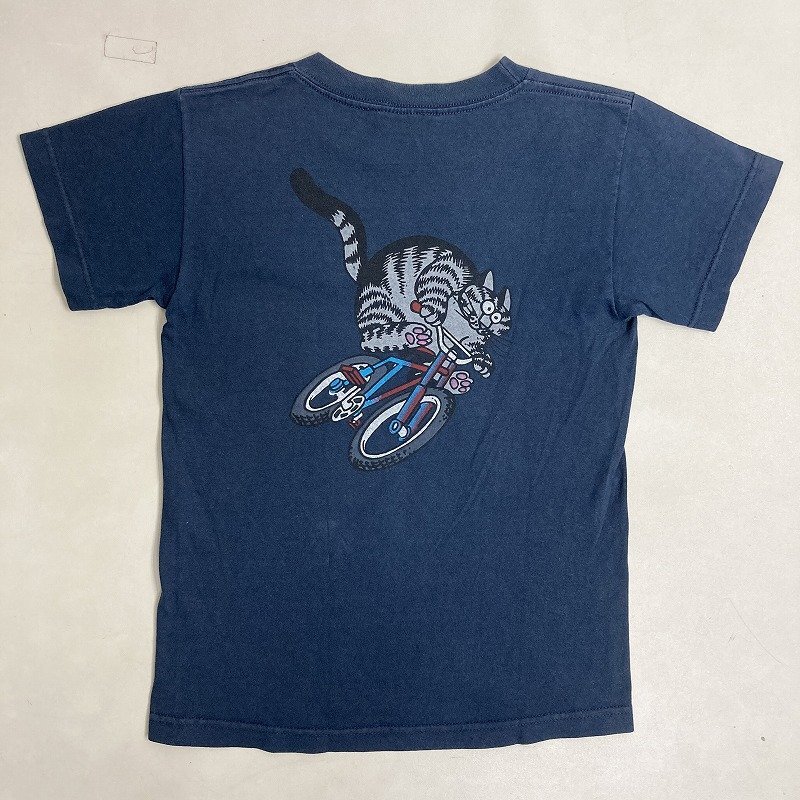◆ B Kliban Cats クリバンキャット 半袖Ｔシャツ 90s USA制 Guam 両面 プリント 古著 ネイビー サイズM キッズ? 0.13kg