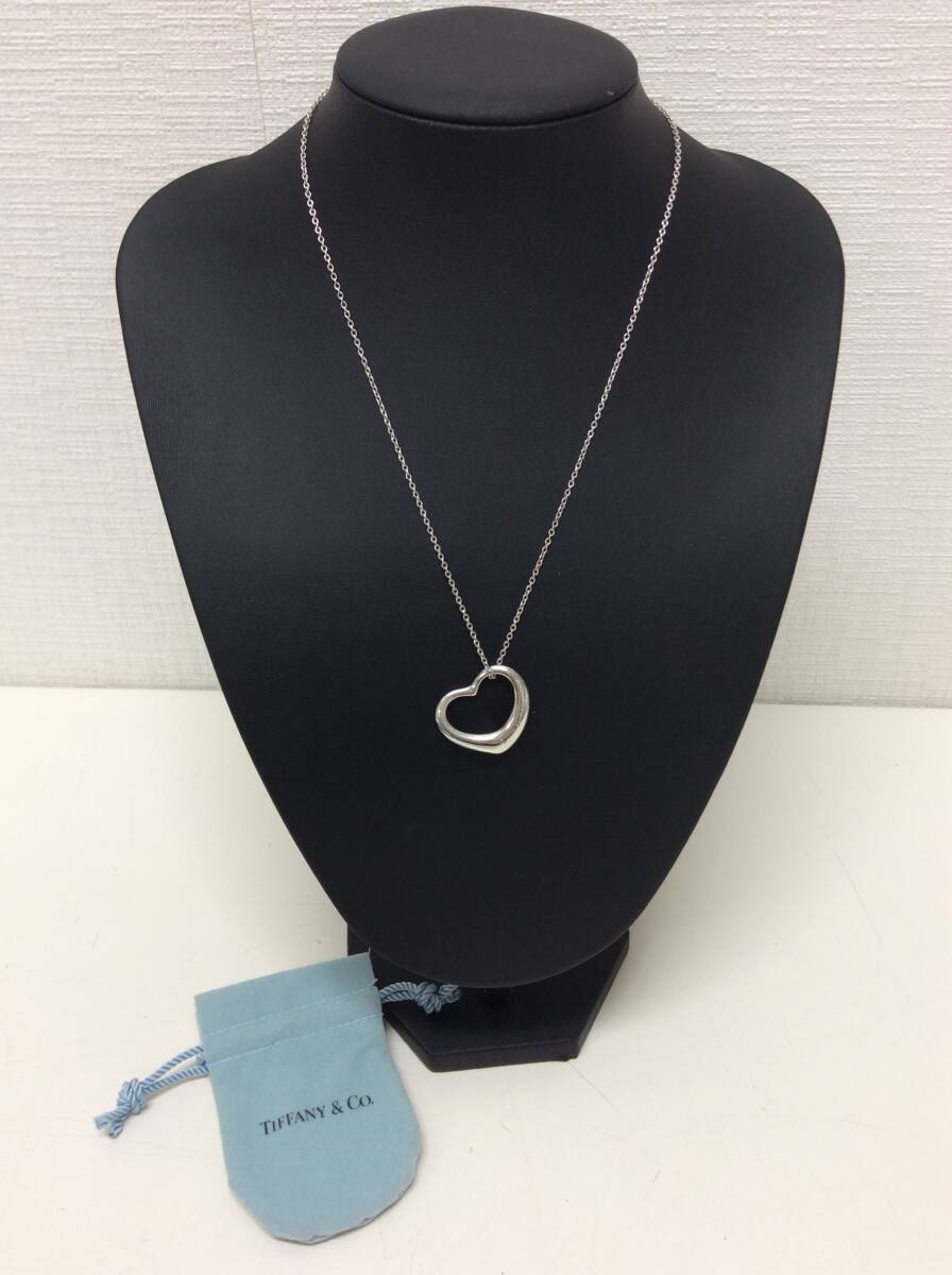 ■2507 TIFFANY.Co ティファニー オープンハート ネックレス シルバー 925 総重量9.1g ※寫真をご確認ください