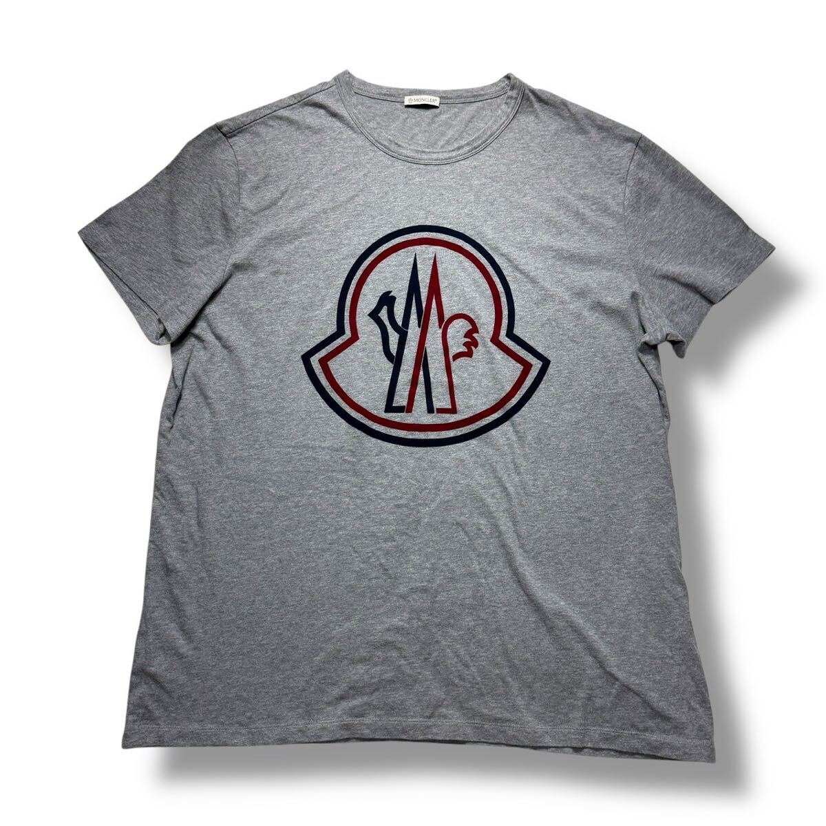 993【希少XXXL 美品】MONCLER モンクレール 半袖 Tシャツ デカロゴ ビッグロゴ グレー メンズ MAGLIA カットソー 正規(guī)品 トップス 4L