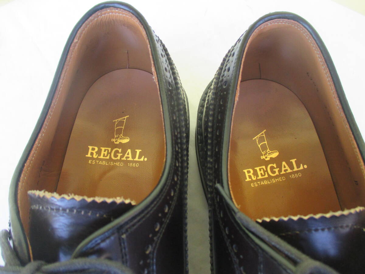 ★REGAL リーガル ビジネスシューズ ウイングチップ 黒　26cm EE メンズ 靴 　ソール全長31.2㎝　最大幅11㎝　重さ590?×2 現(xiàn)狀品