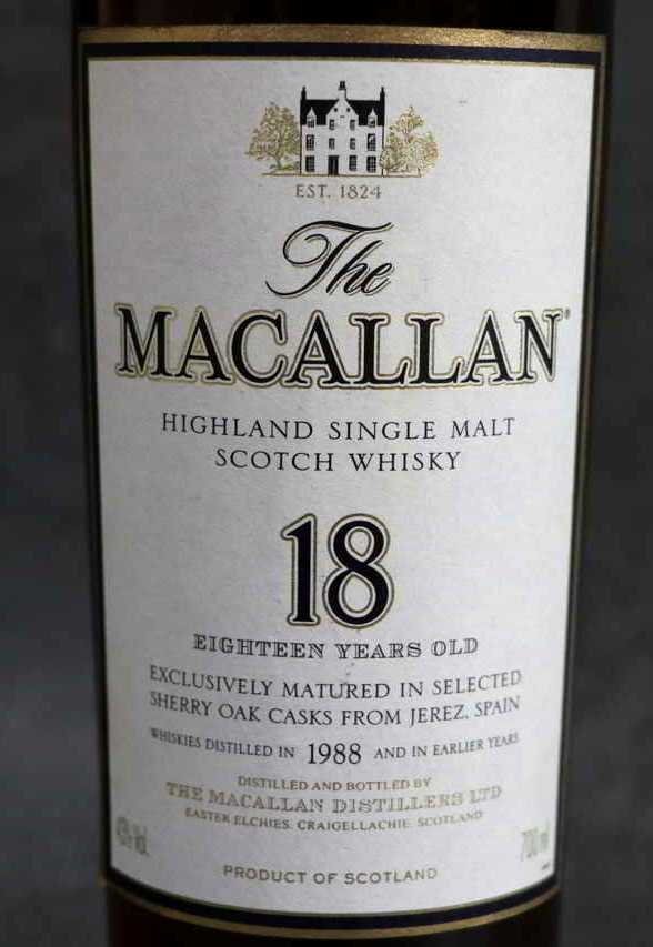 1円～【古酒 未開(kāi)栓】スコッチウイスキー The MACALLAN マッカラン 18年 1988蒸留 シェリーカスク 700ml 箱付　　 　　