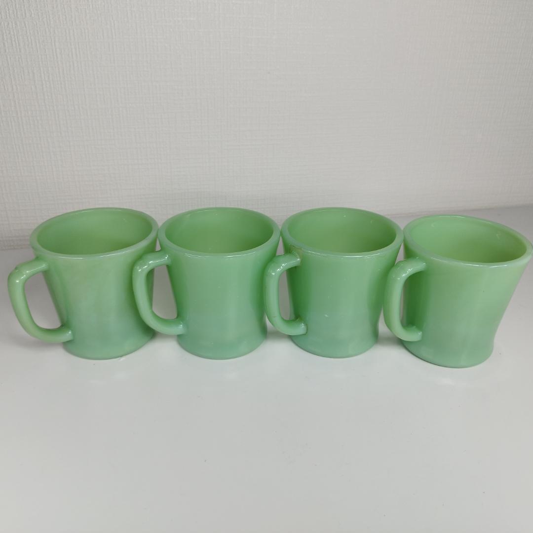 ファイヤーキング ジェダイ Dハンドル マグカップ アメリカ Fire King ミルクガラス 緑 グリーン ビンテージ コーヒーカップ Jadeit yf242