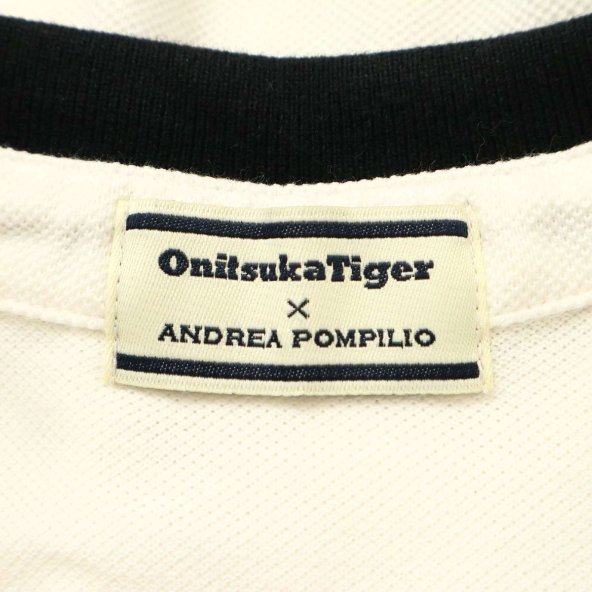 Onitsuka Tiger x ANDREA POMPILIO オニツカタイガー x アンドレア?ポンピリオ ロゴ★ 半袖 ポロシャツ Sz.44 メンズ 白　C5T05310_5#D