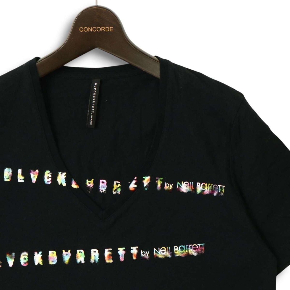 BLACK BARRETT ブラックバレット ニールバレット 春夏★ ロゴプリント 半袖 Tシャツ カットソー Sz.3 メンズ 黒 日本制　C5T05304_5#D