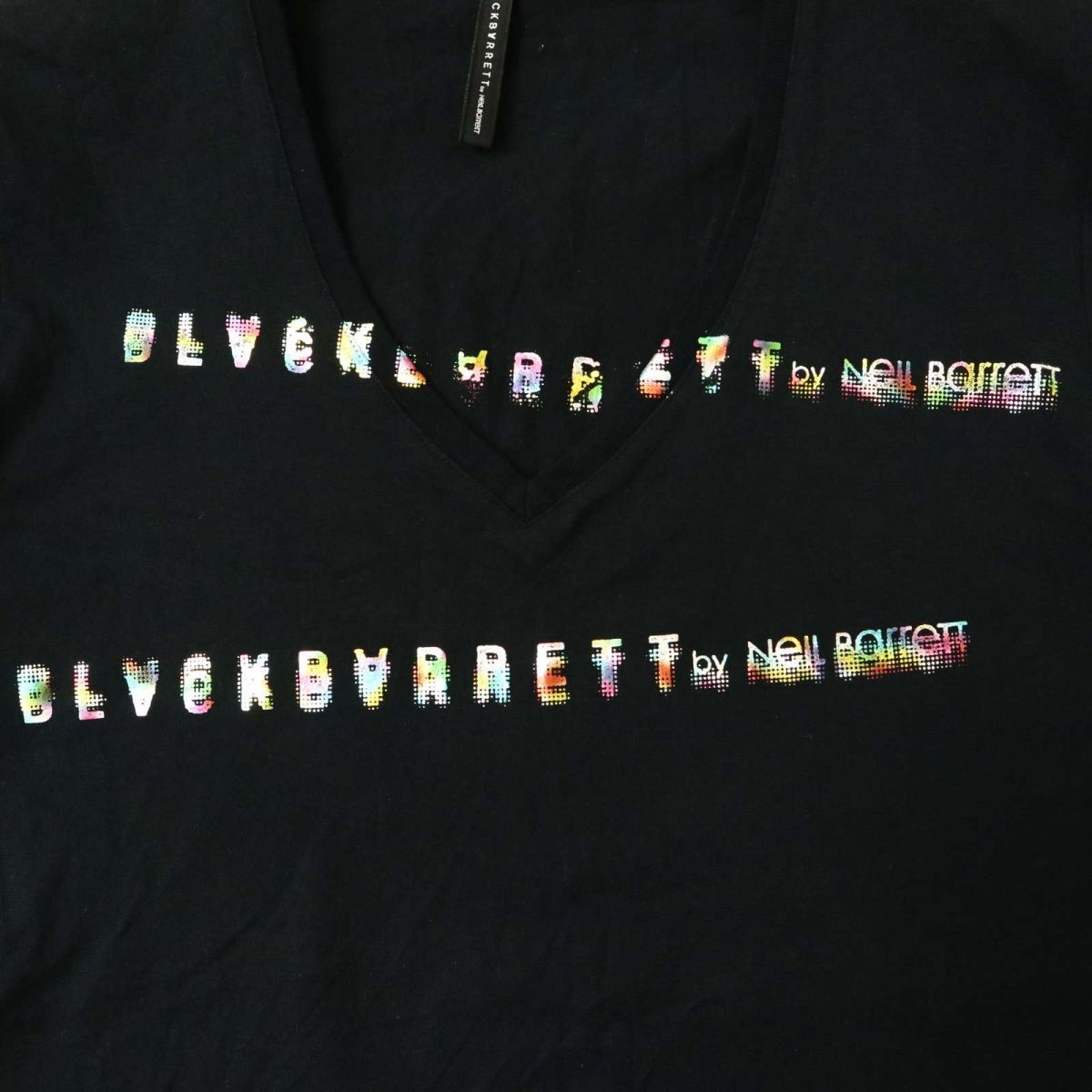BLACK BARRETT ブラックバレット ニールバレット 春夏★ ロゴプリント 半袖 Tシャツ カットソー Sz.3 メンズ 黒 日本制　C5T05304_5#D