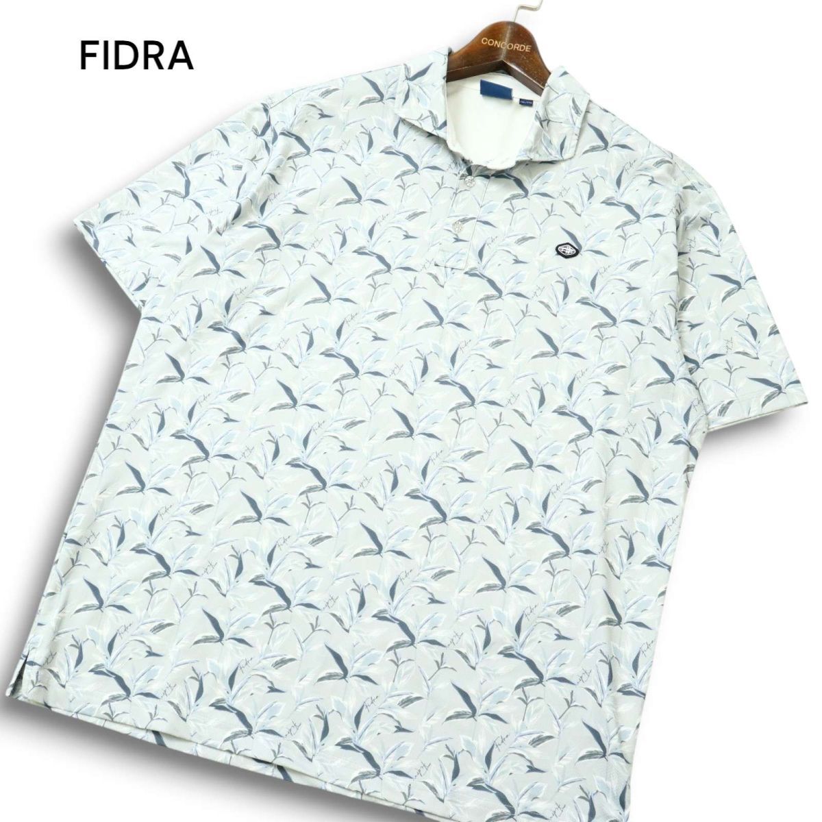 【美品】FIDRA フィドラ ゴルフ 春夏 ストレッチ★ リーフ柄 総柄 半袖 ポロシャツ Sz.XXL メンズ 大きいサイズ 特大　C5T05364_5#A