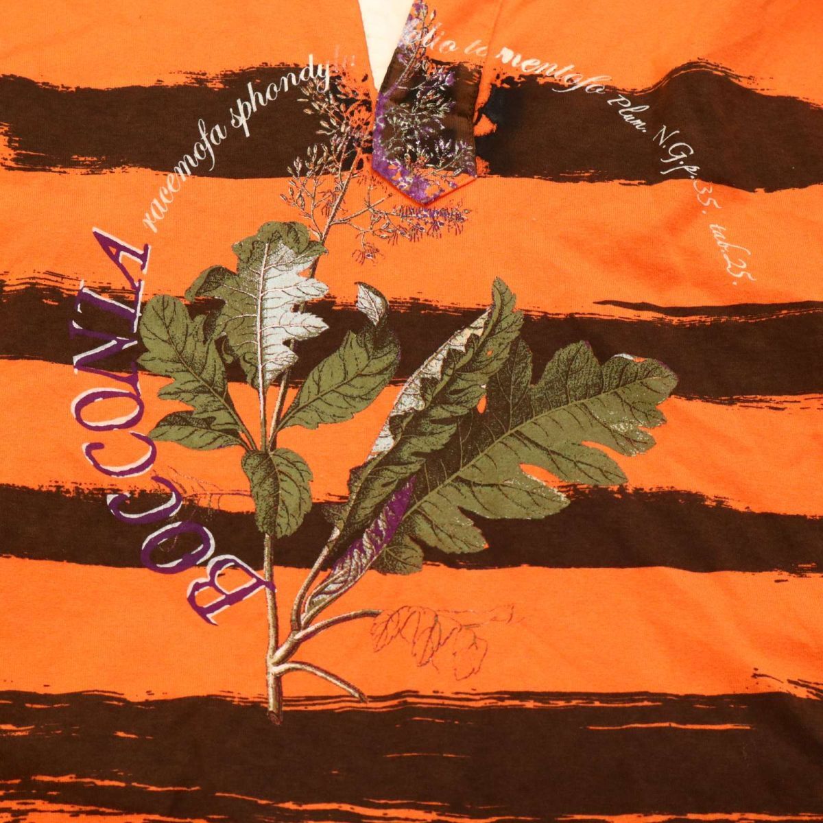 Paul Smith ポールスミス メインライン★ 通年 リーフ ボーダー プリント 長(zhǎng)袖 ポロシャツ Sz.L メンズ 日本制　C5T05415_6#F