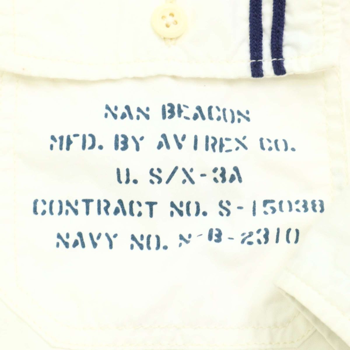 AVIREX アヴィレックス 春夏 U.S.NAVY★ 半袖 フーディー ミリタリー シャツ Sz.L メンズ 白　C5T05678_6#M