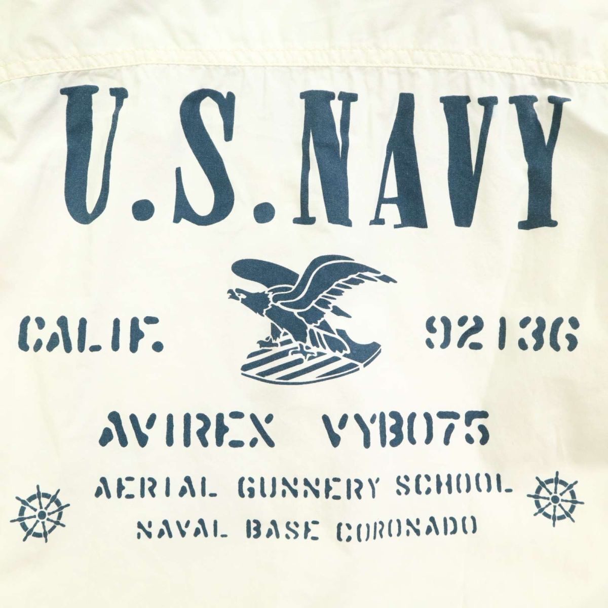 AVIREX アヴィレックス 春夏 U.S.NAVY★ 半袖 フーディー ミリタリー シャツ Sz.L メンズ 白　C5T05678_6#M
