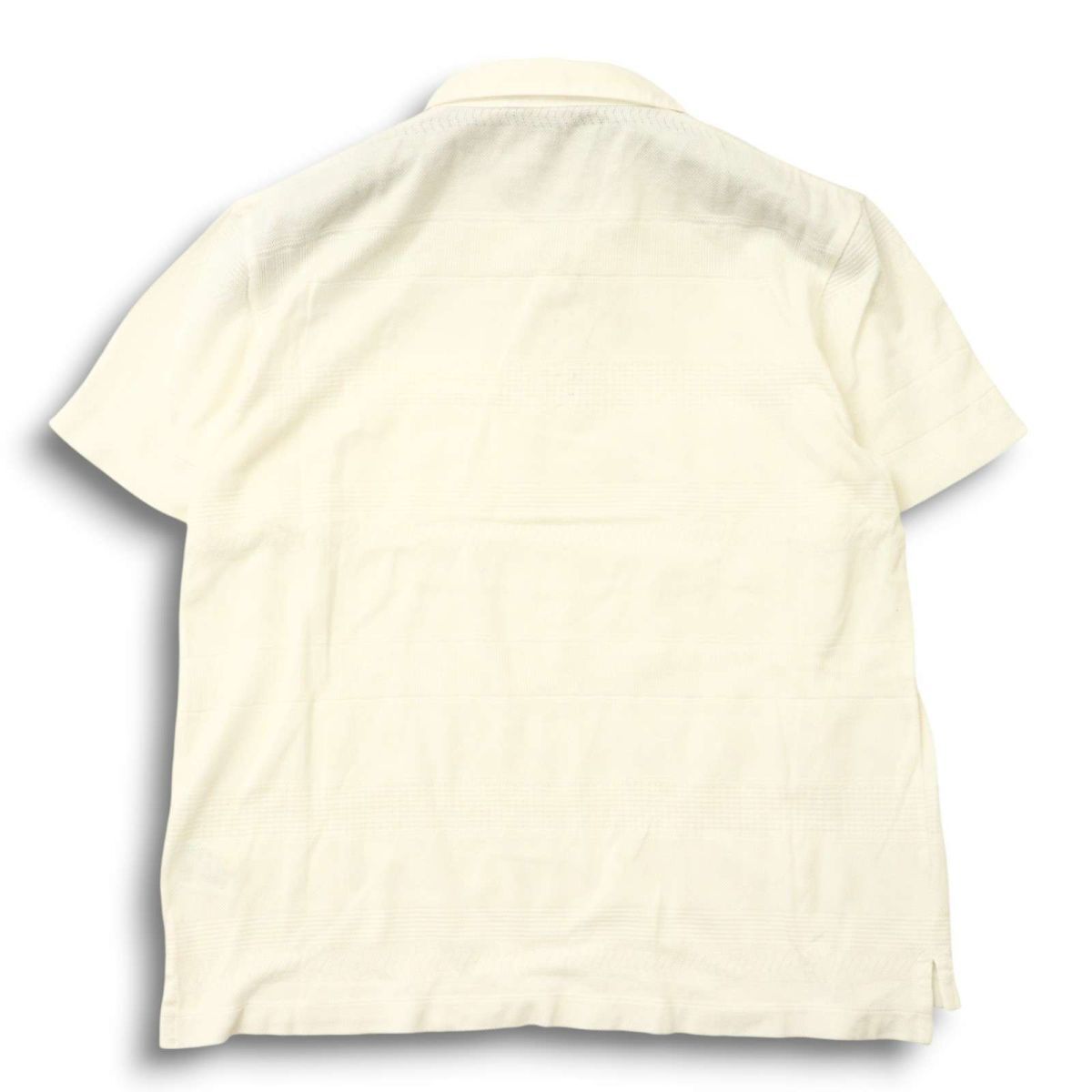 PS Paul Smith ポールスミス 春夏 ジャガード ボーダー★ ドット使い 半袖 ポロシャツ Sz.M メンズ 白 日本制　C5T05722_6#D