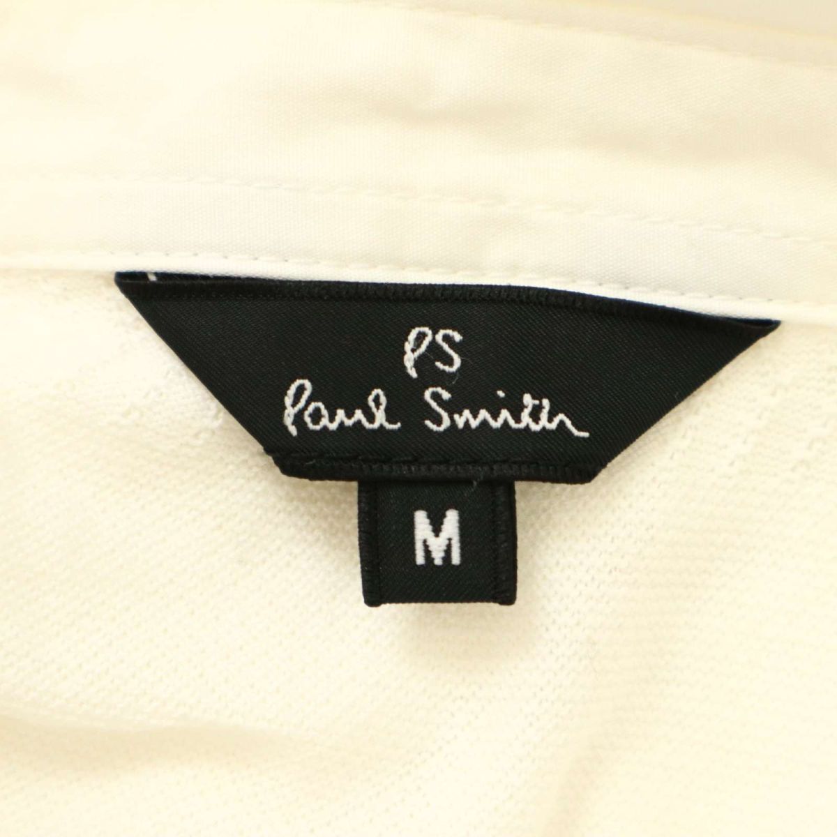PS Paul Smith ポールスミス 春夏 ジャガード ボーダー★ ドット使い 半袖 ポロシャツ Sz.M メンズ 白 日本制　C5T05722_6#D