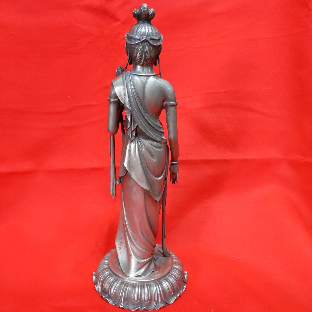 圣観音像　仏像 置物 仏教美術(shù) 観音菩薩　高村光云　銀900刻印　重量1743グラム　