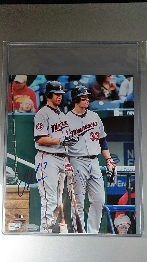 MLB ジョー?マウアー ジャスティン?モーノウ サインフォト ミネソタ ツインズ Joe Mauer Justin Morneau auto photo Minnesota Twins