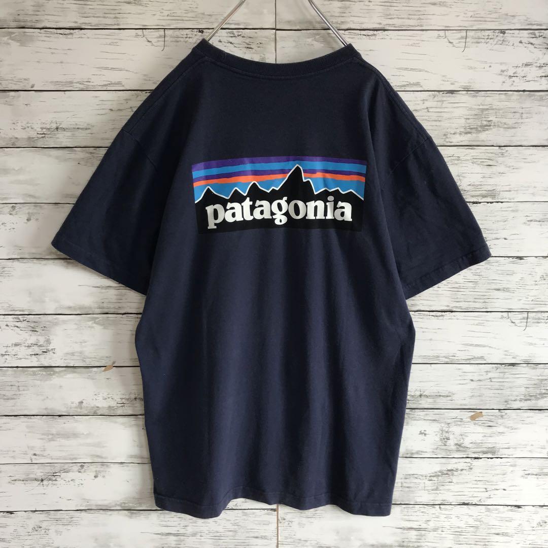 【メキシコ制】パタゴニア　ビッグロゴTシャツ　人気サイズ　ネイビー　LT3