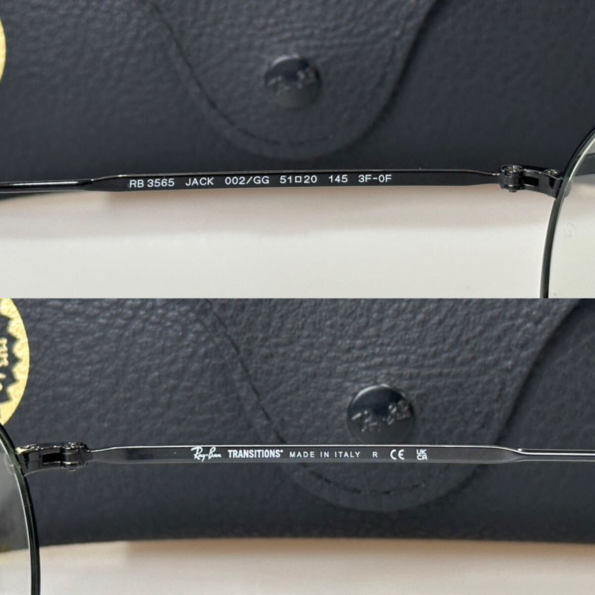 美品◇イタリア制 Ray-Ban JACK Transitions RB3565 002/GG 51□20 クリア×ブルー調(diào)光 サングラス