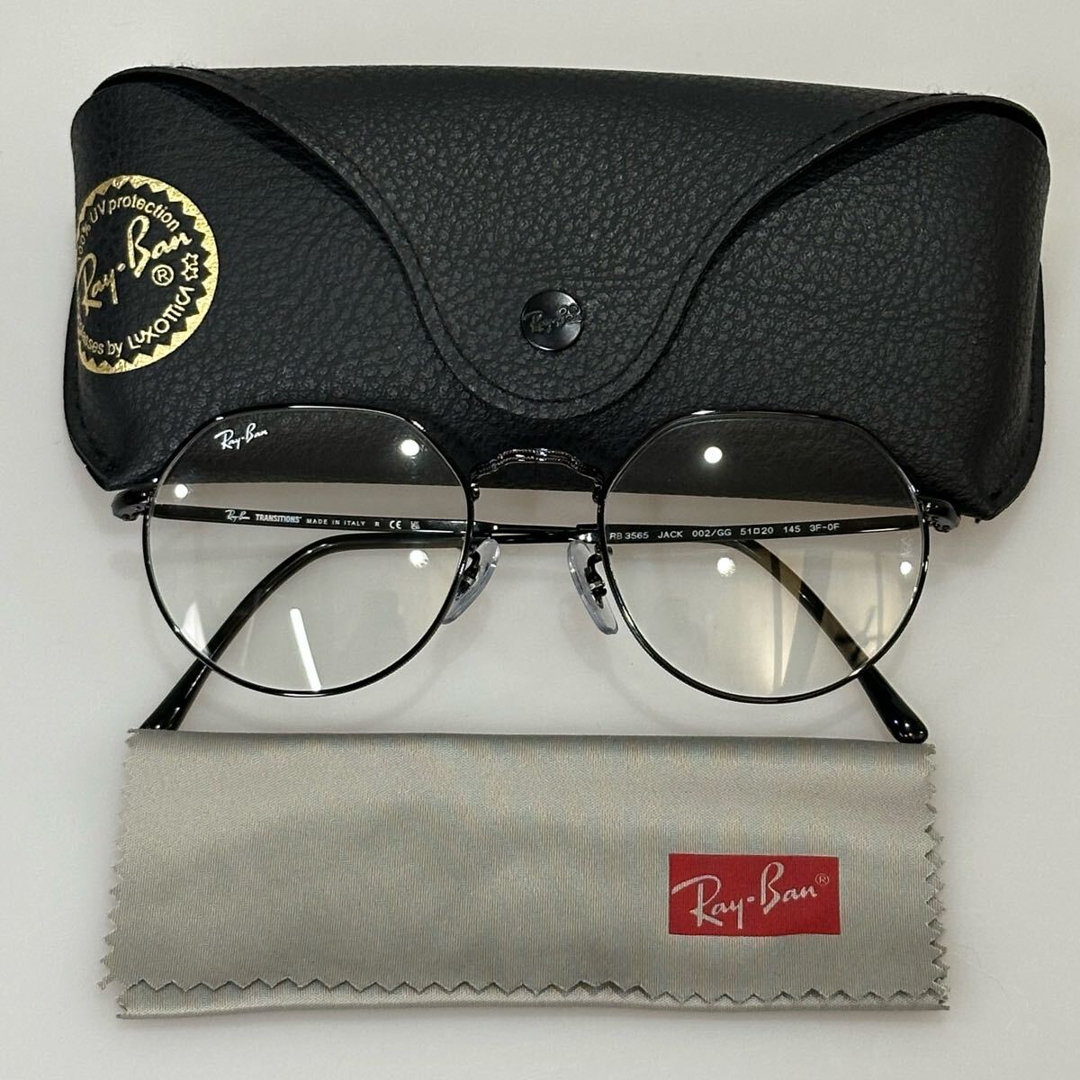 美品◇イタリア制 Ray-Ban JACK Transitions RB3565 002/GG 51□20 クリア×ブルー調(diào)光 サングラス