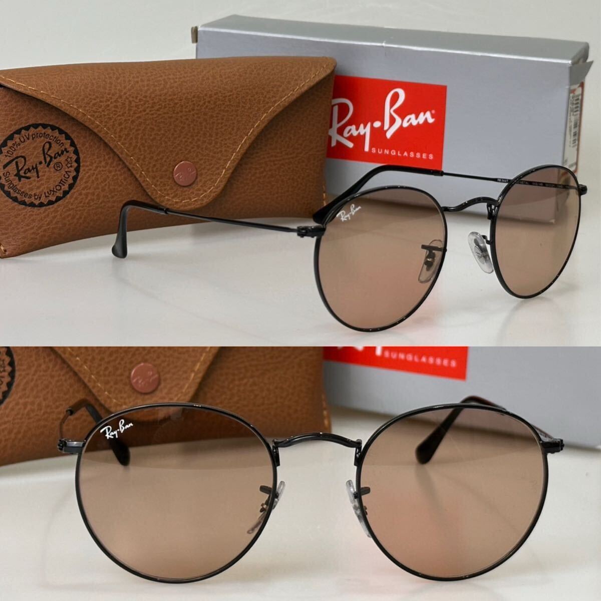 美品!!◇イタリア制 Ray-Ban RB3447 ROUND METAL 002/4B BLACK×PINK 50□21 レイバン ラウンドメタル サングラス
